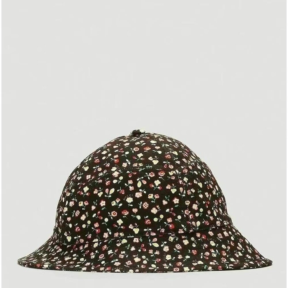 NIB Gucci Canvas Liberty Floral Print Bucket Hat In Black Size L